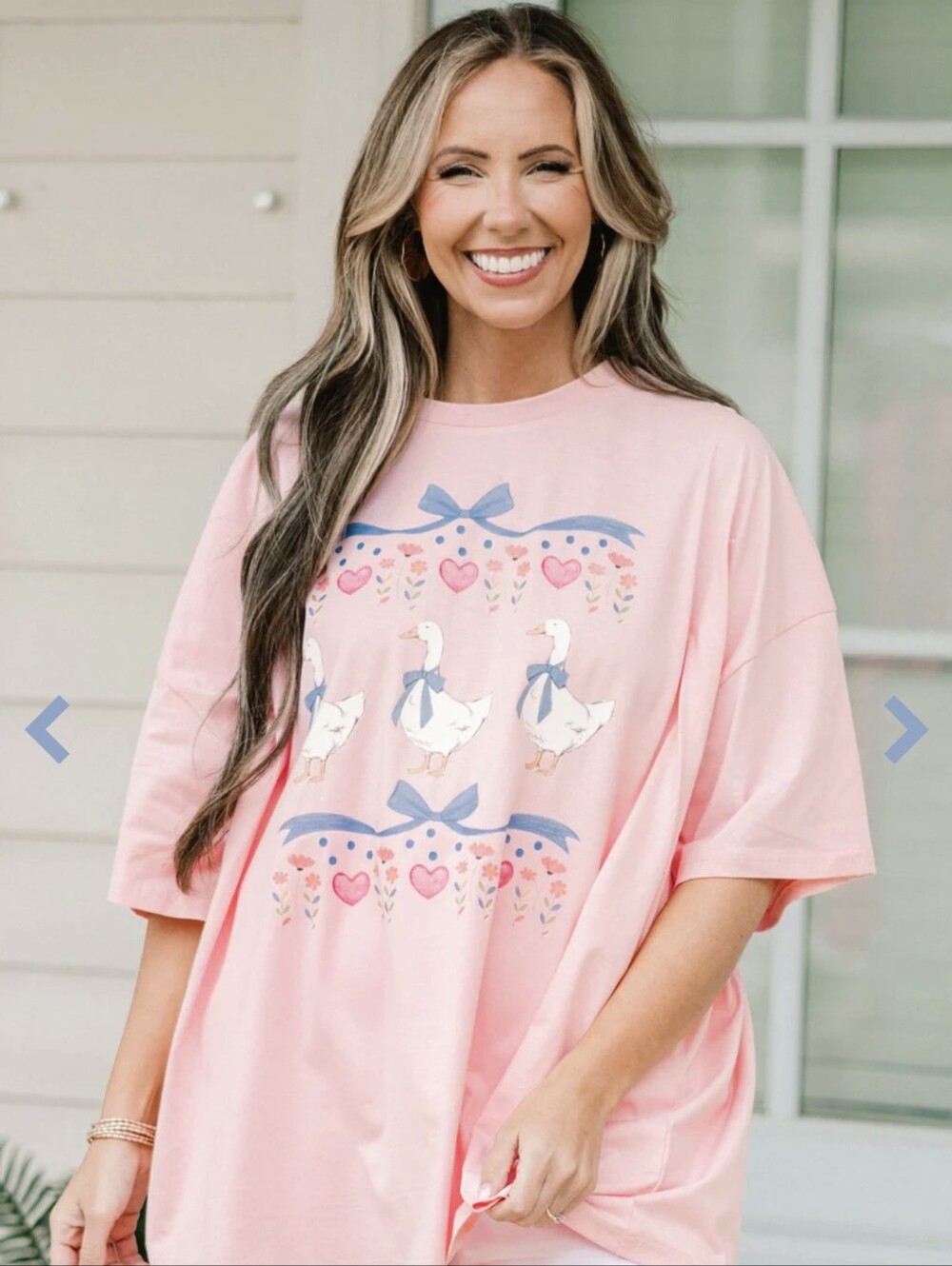 Only Available Until JULY 20. Pink Graphic Tee with Cute Silly Goose and Bows